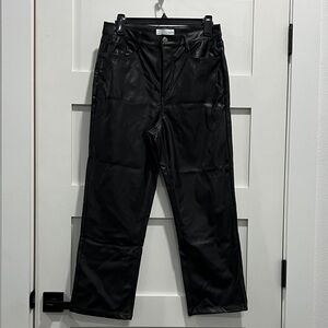 LOFT Black Ankle Cropped Faux Leather Pants